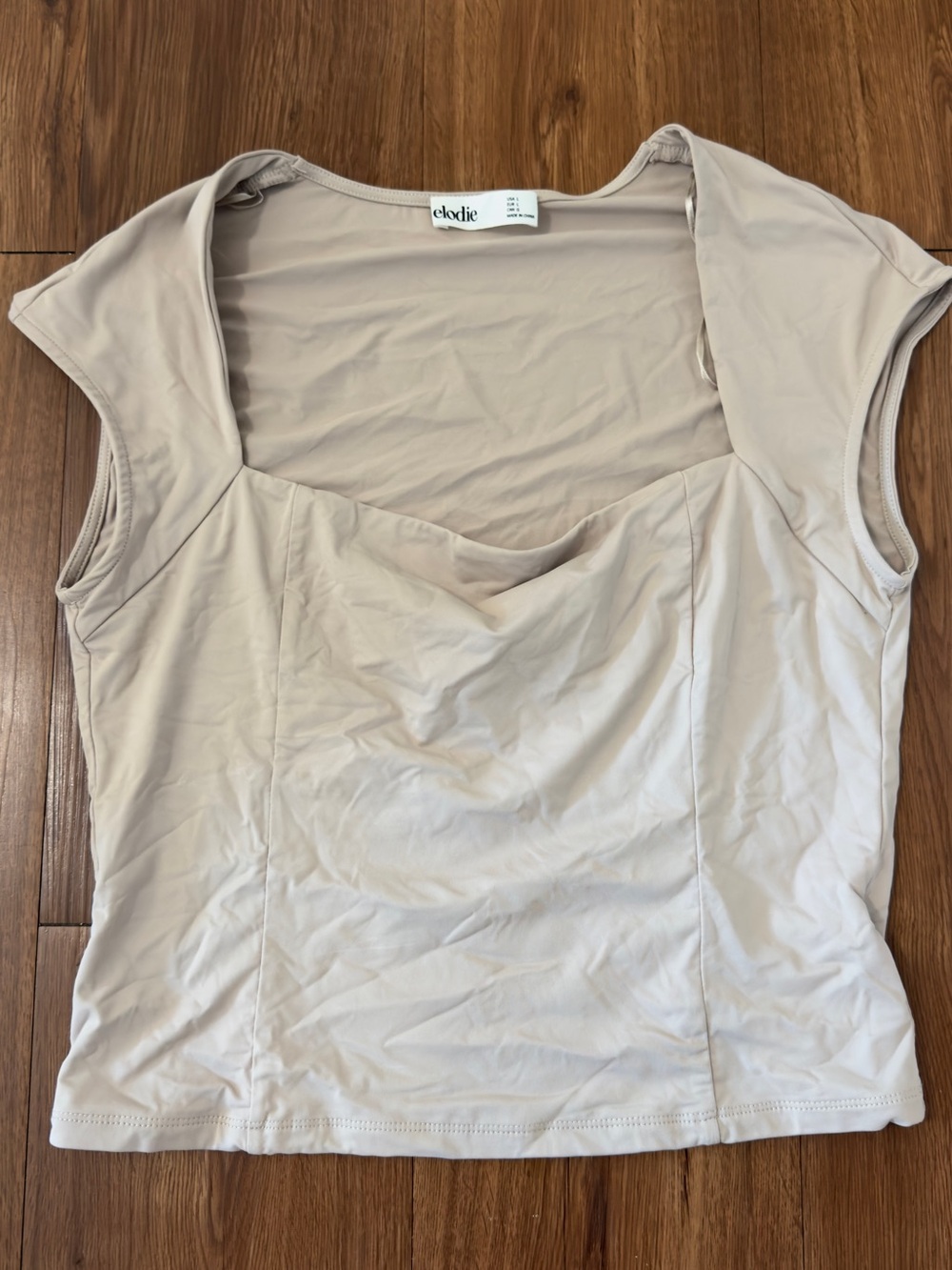 Elodie Cream Drape-Neck Cap-Sleeve Tank